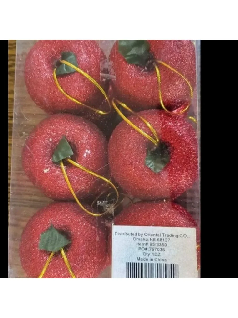 Set of 12 Sparkly Apple Ornaments | Glitter Holiday Decor